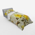thumbnail image 3 of Flower Duvet Cover Set, Classy Spring Floral Narcissus Branch Pattern with Dots and Line Artwork, Bedding Set with Shams and Fitted Sheet, 3 Sizes, by Ambesonne, 3 of 3