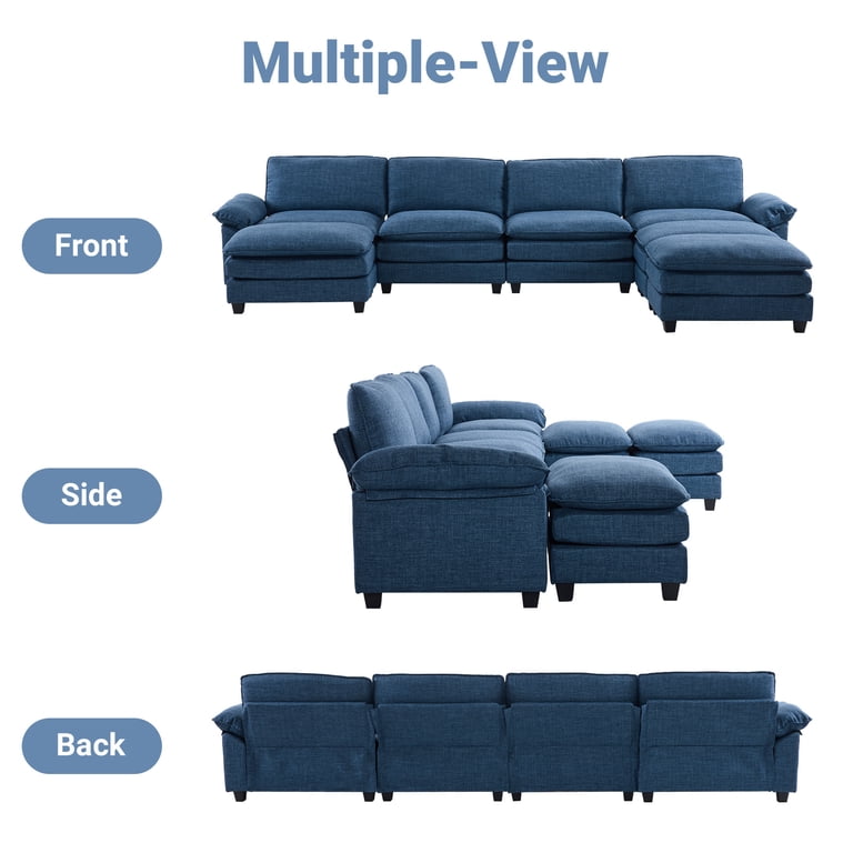 Zimtown Sectional U-Shaped Sofa with Ottoman, 6-8 Person Living