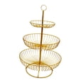 thumbnail image 4 of Soporte para cesta de fruta de metal de 3 niveles, frutero versátil de gran capacidad, altura de 48 cm, bandeja desmontable para ahorrar espacio en la Anillo superior dorado, 4 of 9