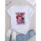thumbnail image 2 of English Lips Creative Abstract Pattern Print Women's Fashion Trendy Round Neck Short Sleeve, Simple Casual Sports T-shirt, Holiday Comfortable Summer Top Women's Clothing, 2 of 6
