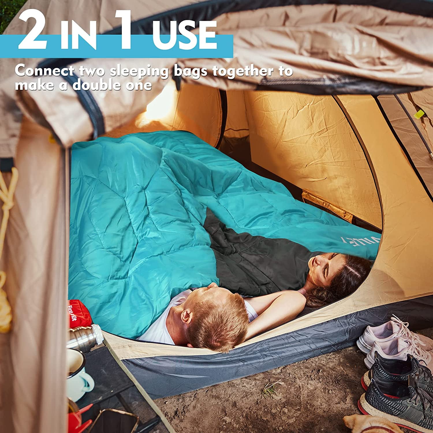 Camping Sleeping Bag with Carrying Bag, Lightweight 3-Season Sleeping Bag for Adults & Kids, for Backpacking, Hiking, Spring Summer Fall Use