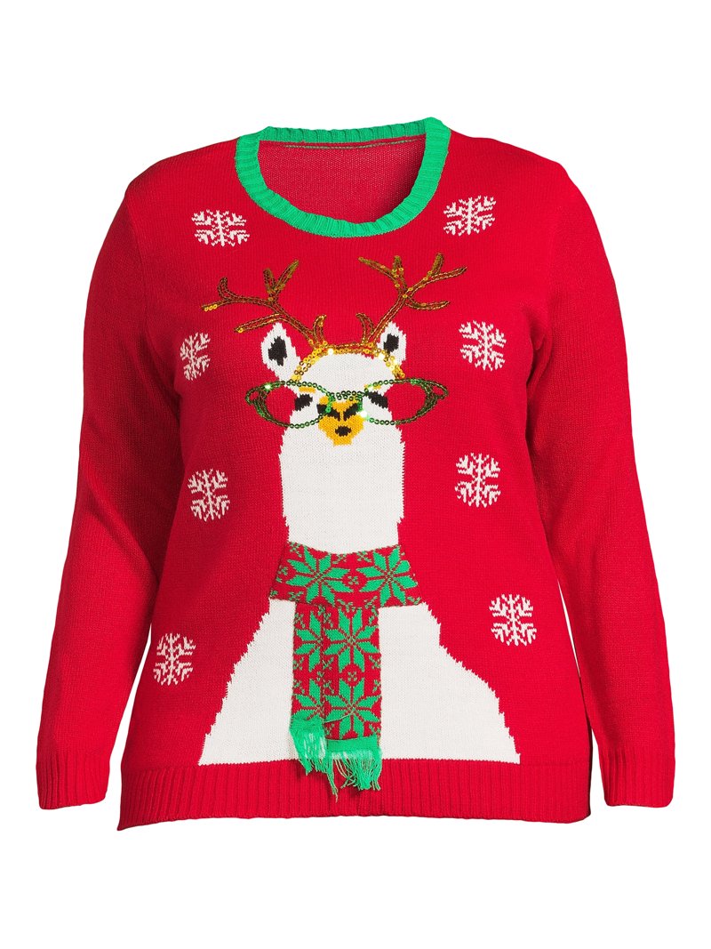 What's Next Women's Plus Size Christmas Sweater, Sizes 1X-4X