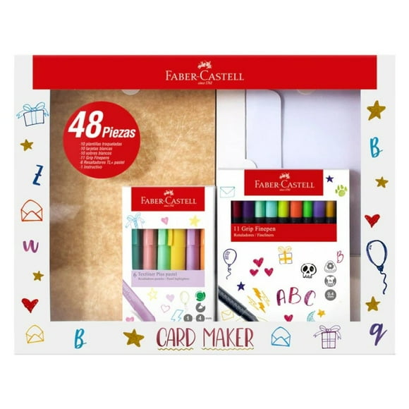 Faber-Castell Kit Marcadores y Tarjetas Personalizadas, 48 Piezas, Manualidades y Regalos