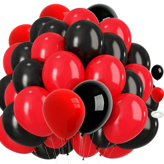 Red and Black Balloons,70 Pack 12 Inch Black and Red Latex Balloons for Birthday Graduation Wedding Racing Car Poker Card Party Decoration