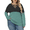 Blcack-Green, variant on Plus Size Women Tops Loose Fit Criss Cross V Neck Sweatshirts Cozy Color Block Shirts Winter Long Sleeves Pullover