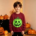 thumbnail image 2 of SJLDQY Halloween Glow In The Dark Sweatshirts for Boys Hallowmas Pumpkin Graphic Sweatshirt Fall Winter Lined Long Sleeve Crew Neck Pullover Tops, 2 of 4