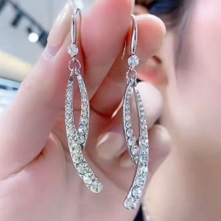 Stunning Crystal Diamond Drop Earrings For Women - Sparkling Bridal Jewelry