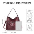 thumbnail image 3 of HONGLONG Women Handbag, Fashion PU Leather Tote Shoulder Bag Handbag,Set Zipper Work Tote,Coffee, 3 of 8