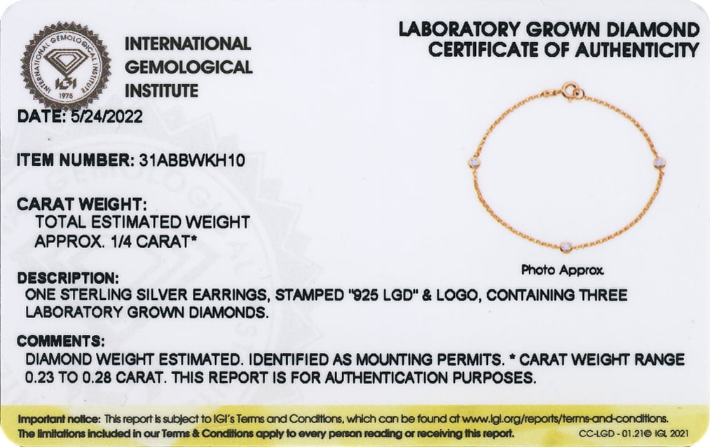 Forever Facets 1/4 CT TW Lab Grown Diamond 18K Gold over Sterling Silver Bracelet, Adult Female
