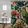 thumbnail image 2 of Awypu Green Leaf Seamless Exotic Tropical Pattern Leaves Fruits and Bird Shower Curtain White, 2 of 7