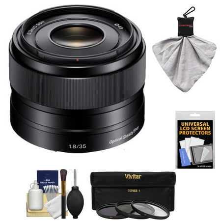 Sony Alpha E-Mount 35mm f/1.8 OSS Lens with 3 (UV/FLD/CPL) Filters + Kit for A7, A7R, A7S Mark II, A5100, A6000, A6300