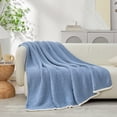 thumbnail image 5 of Snuggle Sac Waffle Knit Throw Blanket Reversible Textured Blanket Fuzzy Microfiber Throw,Blue,60*80", 5 of 5