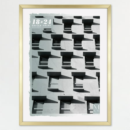 MCS Foundation 16x24 Poster Frame Traditional Brass, Vertical & Horizontal Wall Hanging Large Picture Frame for Photos, Posters & Art Prints (1-Pack)