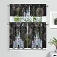 thumbnail image 2 of Colorful Big Castle Kitchen Curtain Valance 3 Piece Set Short Curtain Sink Window Decor 36 Inch Small Window Treatment Tier 27.5x36 Length, 2 of 6