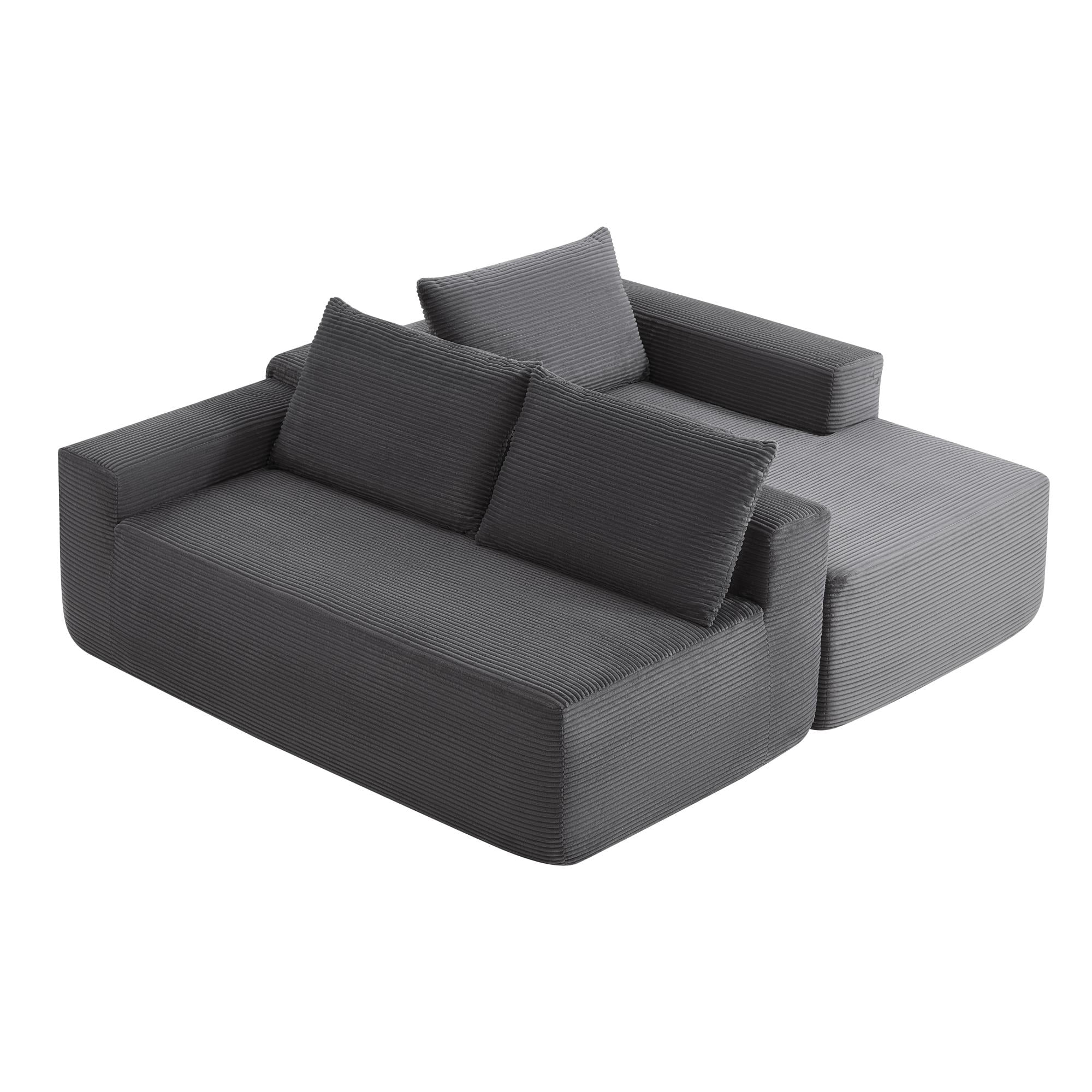 Leumius Cloud Sectional Couch with L-Shape Chaise,Modern Upholstered Boneless Couch with Deep Seat for Living Room Bedroom, No Assembly Required,Gray(Right Facing Chaise)