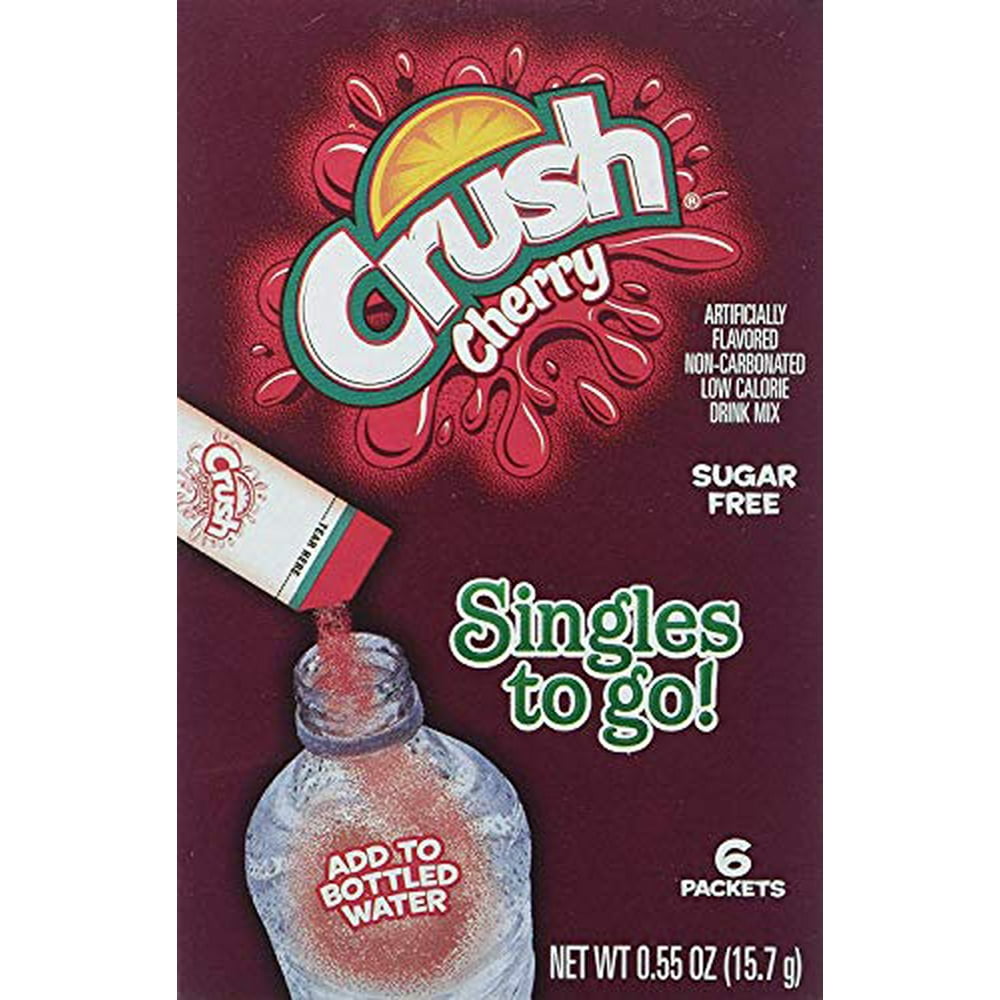 Crush Singles To Go Powder Packets, Water Drink Mix, Cherry, Non