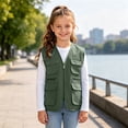 thumbnail image 7 of Kakishop Kids Boys Utility Vest Multi Pocket Zip Up Sleeveless Waistcoat Lightweight Breathable Cargo Vest (AG,5-7 Years), 7 of 7