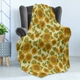 thumbnail image 4 of Sunflower Soft Flannel Fleece Throw Blanket, Funky Style Sunflower in Pastel Colors Old Fashioned Nostalgic Vintage Print, Cozy Plush for Indoor and Outdoor Use, 50" x 70", Green Yellow, by Ambesonne, 4 of 5