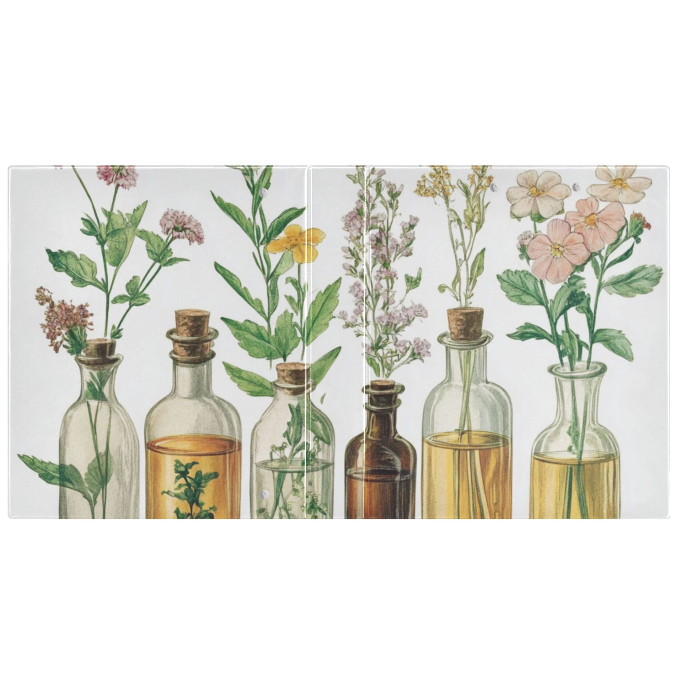 Drinks Flowers Herbs 3 Ring Binders 1.5 inch Hardcover File Folders with Interior Pockets A4 Size Organizer for School Office Hospital