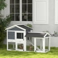 thumbnail image 2 of CHENZM 58" Large Rabbit Hutch Outdoor Indoor, Wooden Bunny Hutch, Guinea Pig Cage with Run, Removable Tray, Asphalt Roof, Lockable Doors and Ramp, for 1-2 Small Rabbits, Gray, 2 of 17