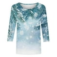 thumbnail image 5 of Christmas Plus Size Shirts for Women 3/4 Length Sleeve Holiday Tops Crew Neck Graphic Printed Festive Tees Outfits (XL, Green 01), 5 of 5