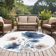 thumbnail image 4 of Navy Blue Floral Round Area Rug 7Ft Washable Circle Rugs for Dorm Laundry Room, Watercolor Flowers Farmhouse Non-Slip Carpet Floor Mats Indoor Outdoor Carpet Runner Aesthetic Home Decor, 4 of 8