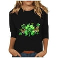 thumbnail image 2 of Cavosen St.Patrick's Day 3/4 Sleeve Tops for Women Trendy Festival Shamrock Green Print Tops Pullover Round Neck Holiday Shirts Irish Vacation Stylish Blouse Loose Tshirts L, 2 of 4