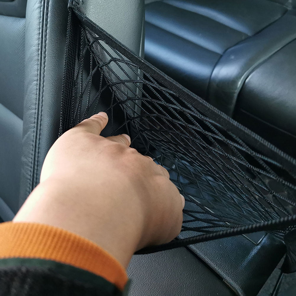 Bluesnow Universal Car Seat Storage Mesh Net Hook Pouch Holder for Bag Luggage Pets Children Kids Disturb Stopper Black 