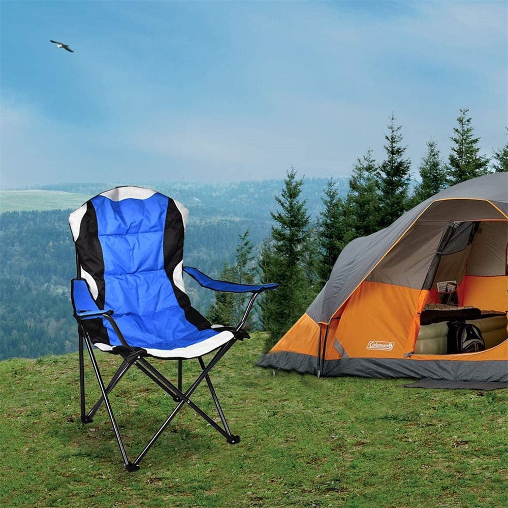 Kepooman Folding Chair, Portable Camping Chair With Storage Bag, Cup Holder and Liner, Supports 350 LBS, Blue Kepooman Folding Chair, Portable Camping Chair With Storage Bag, Cup Holder and Liner, Supports 350 LBS, Blue