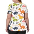 thumbnail image 4 of SAATLERI Women's Scrubs Fashion Short Sleeve V-Neck Funny Graphic Print Women's Scrubs Healthcare Top Plus Size Scrub Shirts with Pockets, 4 of 5