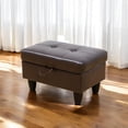 thumbnail image 3 of JESTOP Leather Storage Ottoman, Ottoman with Storage, Rectangle 28.5" Foot Rest Ottomans Stool for Living Room Bedroom, 3 of 7