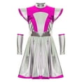thumbnail image 3 of CHICTRY Kids Girls Alien Robot Astronaut Dance Sets Metallic Cap Sleeve A Line Dress with Tentacle Hot Pink-A 6, 3 of 7