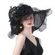 thumbnail image 3 of SAYOO Sombrero de mujer elegante tela de malla plegada con flores adornadas con cornisa ancha SAYOO  moda, 3 of 5