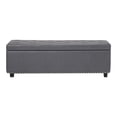 thumbnail image 3 of SIMPLIHOME Hamilton 48 inch Wide Rectangle Lift Top Storage Ottoman in Upholstered Stone Grey Tufted Faux Leather with Large Storage Space for the Living Room, Entryway, Bedroom, Traditional, 3 of 8