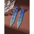 thumbnail image 4 of Sunyuer Rhinestone Tassel Wedding Bridal Dangle Earrings Sparkly Drop Crystal Earrings Long Dangle Costume Jewelry, 4 of 5