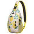 thumbnail image 1 of Lightweight Lemon Print Travel Sling Backpack with Fresh Bright Yellow Fruit Pattern, Multi-Functional Crossbody Bag for Outdoor Activities, 1 of 6