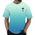 thumbnail image 2 of Mens T-shirts Short Sleeve Summer Gradient Color Print T Shirt Breathable Casual Daily Wear Outdoor Beach Tees Sky Blue S, 2 of 4