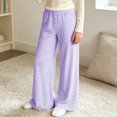 thumbnail image 6 of HAOTAGS Girls Striped Pants, Elastic Waist Straight Leg Pants with Pockets Casual Loungewear, 6 of 7