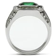 thumbnail image 3 of Luxe Jewelry Designs Men's Stainless Steel Ring with Emerald Synthetic Glass and Clear Stones - Size, 3 of 4