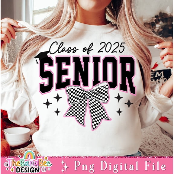 Senior 2025 Sweatshirt, Retro Checkered Class of 2025 Shirt, Coquette Graduation Top, High School Senior Gift, College Bound Crewneck