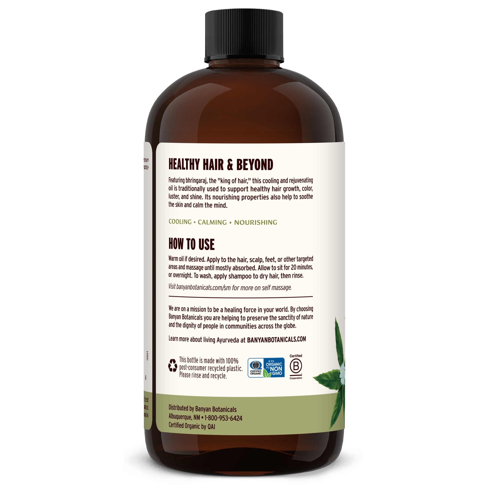 Banyan Botanicals Organic Bhringaraj Oil – Supports Healthy Hair Growth – Oil Made with Traditional Methods – 24 oz. – Non-GMO Sustainably Sourced Ayurvedic Hair Oil