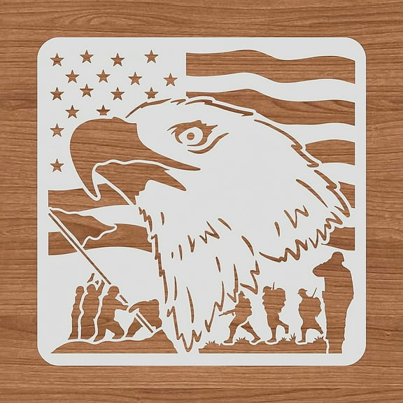 1pc 30x30cm Independence Day Flag Stencils Eagle Head Painting Templates for Celebration Decorations