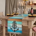 thumbnail image 2 of Table Runners 90 Inches Long Dress Scarves, Nautical Anchor Farmhouse Coffee/Dining/Kitchen Table Runner for Living Room, Retro Blue Brown Wooden Boards Farmhouse 13x90 Inch, 2 of 9