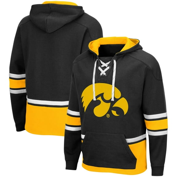 Men's Colosseum Black Iowa Hawkeyes Lace Up 3.0 Pullover Hoodie