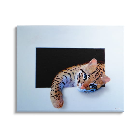 Stupell Industries Baby Ocelot Cat Relaxing Paw Dark Mysterious Space Painting Gallery Wrapped Canvas Print Wall Art, Design by Alan Weston