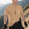 thumbnail image 2 of Mens Golf Shirt with Pocket Short Sleeve Moisture Wicking Polo-Collared Business Casual Tops Quick Dry (XL, Khaki), 2 of 8