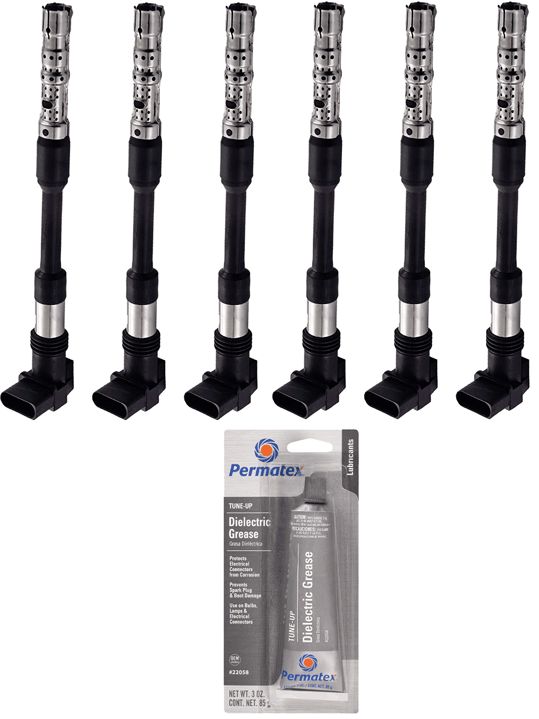 Set of 6 Ignition Coils and Permatex 22058 Dielectric TuneUp Grease