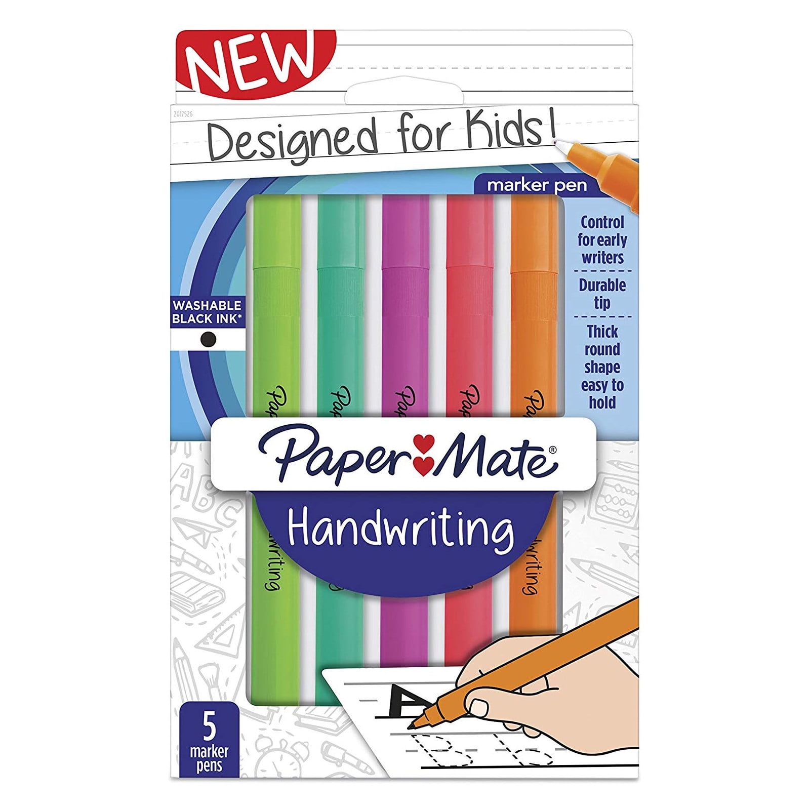 Paper Mate Handwriting Round Pens, Washable Black Ink, Fun Barrel