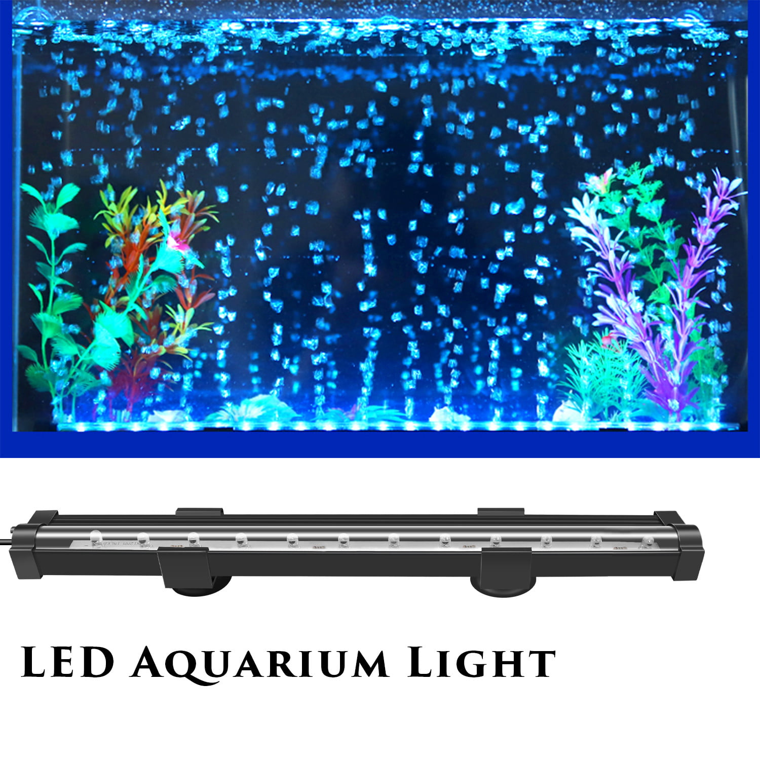 25-108CM Underwater Aquarium Fish Tank Air Bubble Light RGB LED Submersible Lamp 