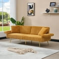 thumbnail image 2 of Glavbiku 79" Corduroy Sofa Bed,Foldable Loveseat with Folding Armrests,Daybed for Living Room,Yellow, 2 of 13